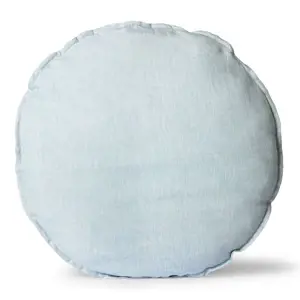 Modrý lněný kulatý podsedák Ice Blue - Ø 60 *5cm HKLIVING