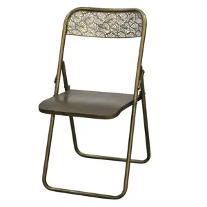 Mosazná antik kovová skládací židle Arles Chair - 52*45*82 cm Chic Antique