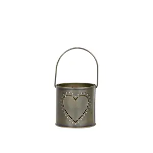 Produkt Mosazný antik kovový svícen se srdíčkem a držadlem Heart - 8*8 cm Chic Antique