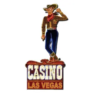 Produkt Nástěnná kovová cedule Casino Las Vegas - 35*1*70 cm Clayre & Eef