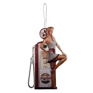 Nástěnná kovová cedule Gasoline s pin-up blondýnkou - 45*70 cm Clayre & Eef