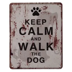 Produkt Nástěnná kovová cedule Keep Calm Walk a Dog - 20*25 cm Clayre & Eef