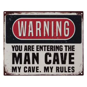 Produkt Nástěnná kovová cedule Man Cave Warning- 25*20 cm Clayre & Eef