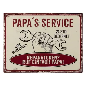 Nástěnná kovová cedule Papa´s Service - 33*25 cm Clayre & Eef