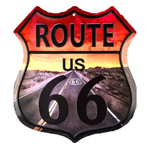 Produkt Nástěnná kovová cedule Route 66 - 45*1*50 cm Clayre & Eef