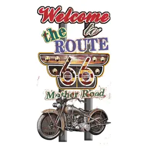 Nástěnná kovová cedule Route 66 - Welcome - 42*1*79 cm Clayre & Eef