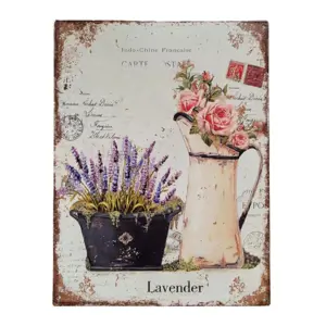 Nástěnná kovová cedule s levandulí Lavender - 25*33 cm Ostatní