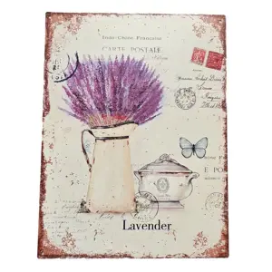 Nástěnná kovová cedule se džbánem levandule Lavender - 25*33 cm Ostatní