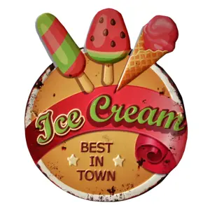 Produkt Nástěnná kovová cedule se zmrzlinou Ice Cream - 38*1*45 cm Clayre & Eef