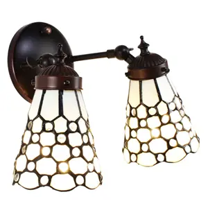 Produkt Nástěnná lampa Tiffany s bílými stínidly Panne - 30*23*23 cm E14/max 2*25W Clayre & Eef