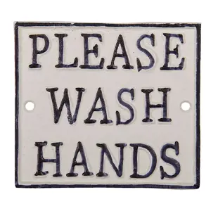 Produkt Nástěnná litinová cedule Wash hands - 11*10 cm Clayre & Eef