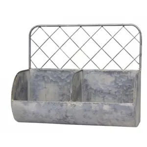 Nástěnná plechová police s patinou a 2 boxy Zinc - 34*15*28cm Chic Antique