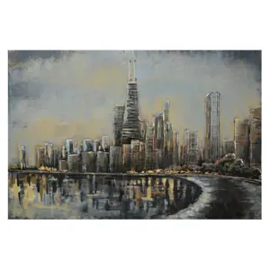 Nástěnný kovový obraz Skyline - 120*80*4 cm Clayre & Eef