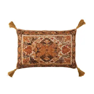 Okrový polštář se střapci zdobený ornamenty Vintage - 40*60 cm J-Line by Jolipa