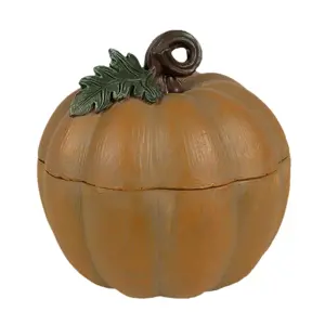 Oranžová dekorace dóza dýně Pumpkins - 10*8*10 cm Clayre & Eef