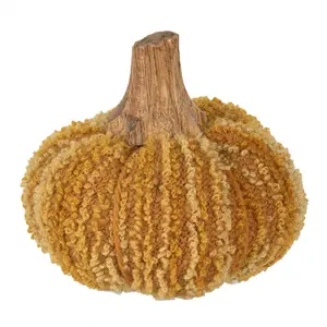 Oranžová látková dekorace dýně Pumpkin S - Ø 9*8 cm Clayre & Eef