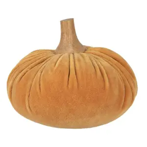 Oranžová textilní dekorace dýně Pumpkin L - Ø 15*12 cm Clayre & Eef