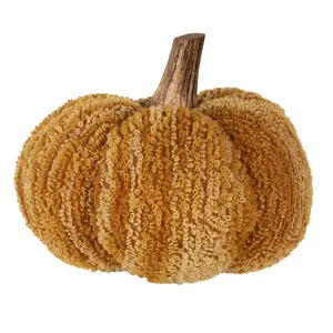 Oranžová textilní dekorace dýně Pumpkin - Ø 15*13 cm Clayre & Eef