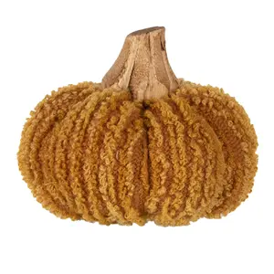 Oranžová textilní dekorace dýně Pumpkin - Ø  9*8 cm Clayre & Eef