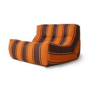 Produkt Oranžovo-hnědé venkovní pěnové pruhované lehátko Lazy Lounge - 105*105*75 cm   HKLIVING