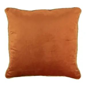 Produkt Oranžový sametový polštář obšitý krouceným zlatým provázkem Velvet - 45*10*45cm Mars & More