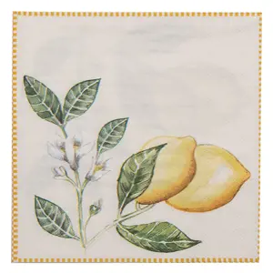 Produkt Papírové ubrousky s citróny Lemons & Leafs - 33*33 cm (20ks) Clayre & Eef