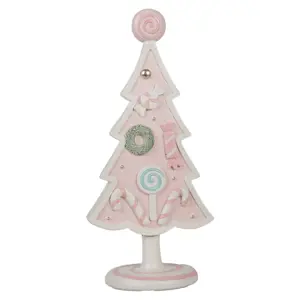 Pastelově růžová dekorace vánoční stromek Christmas Tree - 12*9*25 cm Clayre & Eef