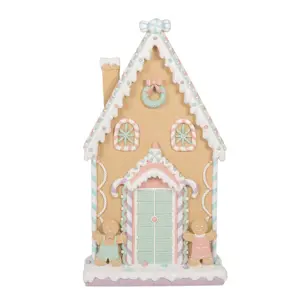 Perníková veliká dekorace chaloupky a perníčků Gingerbread House - 50*15*93 cm Clayre & Eef