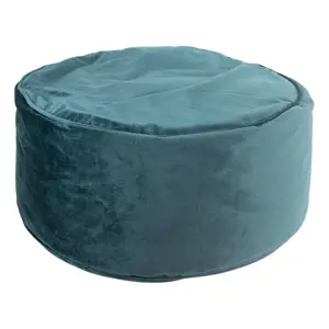 Petrolejový sametový pouf / sedák na zem - Ø 60*30cm Mars & More