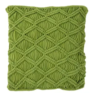 Pistáciově zelený polštář s výplní Macrame - Ø 45*10 cm J-Line by Jolipa