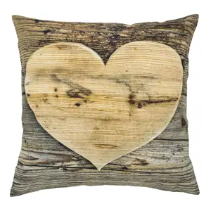 Produkt Plátěný polštář dřevěné srdce Wooden heart - 50*10*50cm Mars & More