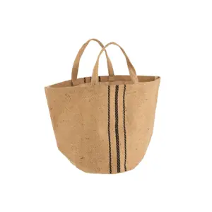 Plážová jutová taška s černými pruhy Beach Bag Jute - 40*28*52 cm J-Line by Jolipa