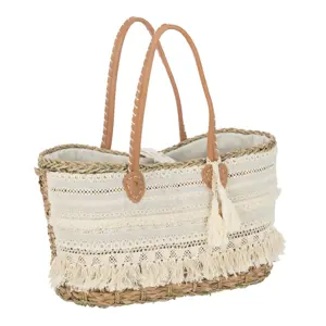 Plážová pletená taška se zdobnou krajkou Beach Bag Lace M - 42*22*27cm J-Line by Jolipa