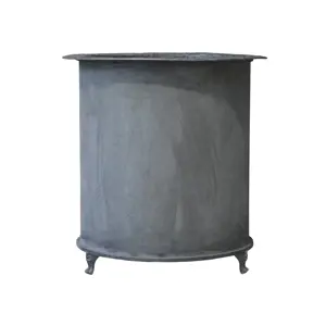 Plechový zinkový antik obal na květináč na nožičkách Planters - Ø 48*50cm Chic Antique