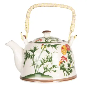 Produkt Porcelánová konvice na čaj s bambusem a květy - 18*14*12 cm / 0,8L Clayre & Eef