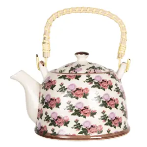 Produkt Porcelánová konvice na čaj s motivem růží - 18*14*12 cm / 0,8L Clayre & Eef