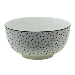 Porcelánová miska s černými puntíky Black Dot - Ø 14*7 cm Clayre & Eef