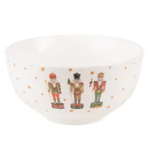 Porcelánová miska s Louskáčky Happy Little Christmas  - Ø 14*7 cm / 500 ml Clayre & Eef