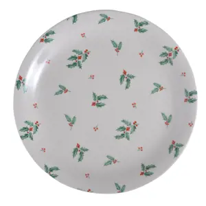 Produkt Porcelánový dezertní talíř s cesmínou Holly Christmas - Ø 20 cm Clayre & Eef