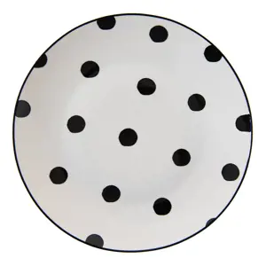 Produkt Porcelánový dezertní talířek s černými puntíky Black Dot - Ø20*2 cm Clayre & Eef