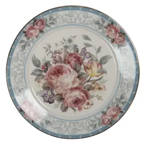 Produkt Porcelánový dezertní talířek se zlatou linkou Peony Rosé - Ø 21*2 cm Clayre & Eef