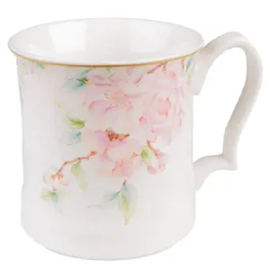 Porcelánový hrnek s růžovými květy Rosa - 13*9*9 cm / 414 ml Clayre & Eef