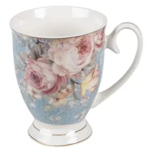 Porcelánový hrnek se zlatou linkou Peony Rosé - 11*8*10 cm / 300 ml Clayre & Eef