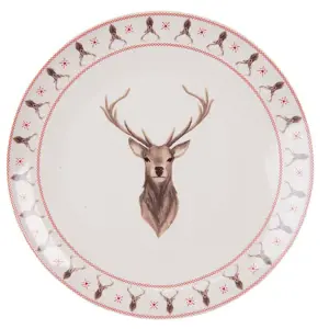 Produkt Porcelánový jídelní talíř s jelenem Cosy Lodge - Ø 26cm Clayre & Eef