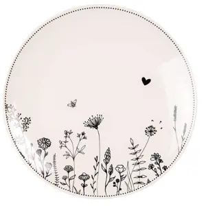 Porcelánový jídelní talíř s květinami Flora And Fauna - Ø 26cm Clayre & Eef