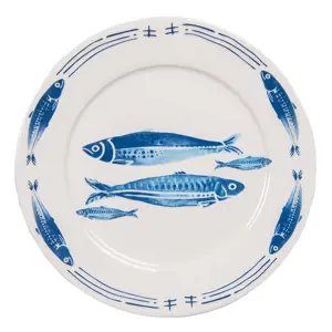 Produkt Porcelánový jídelní talíř  s rybkami  Fish Blue - Ø 26*2 cm Clayre & Eef