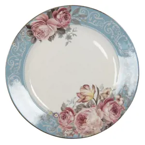 Produkt Porcelánový jídelní talíř se zlatou linkou Peony Rosé - Ø 26*2 cm Clayre & Eef