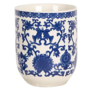 Produkt Porcelánový kalíšek na čaj s modrými ornamenty- ∅ 6*8 cm / 0,1L Clayre & Eef