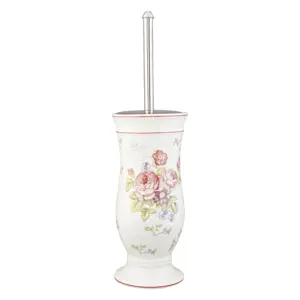 Porcelánový kartáč set na toaletu Flowers  -Ø 12*26 cm Clayre & Eef