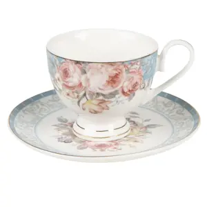 Produkt Porcelánový šálek s podšálkem Peony Rosé  - Ø 9*8 / Ø 15*2 cm / 200 ml Clayre & Eef